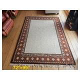 Retro MCM Beige & Orange Area Rug