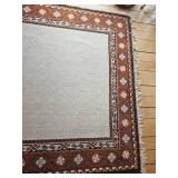 Retro MCM Beige & Orange Area Rug