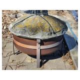 Large Standing 32 Inch Fire Pit with Scrolled Iron Frame