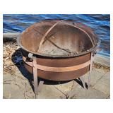 Large Standing 32 Inch Fire Pit with Scrolled Iron Frame
