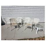 Retro Aluminum Barrel Frame Patio Chairs & Table