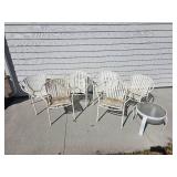 Retro Aluminum Barrel Frame Patio Chairs & Table