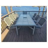 Beautiful Cast Aluminum Dining Patio Table with Tile Inserts and Provincial frame Details