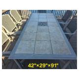 Beautiful Cast Aluminum Dining Patio Table with Tile Inserts and Provincial frame Details