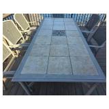 Beautiful Cast Aluminum Dining Patio Table with Tile Inserts and Provincial frame Details