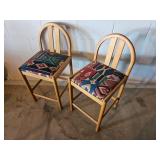 Playful Counter Stools with Navajo Pattern Upholstered Seats