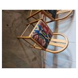 Playful Counter Stools with Navajo Pattern Upholstered Seats