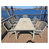 Beautiful Cast Aluminum Dining Patio Table with Tile Inserts and Provincial frame Details