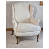 Traditional Wingback Accent Chair with Carved Wood Legs