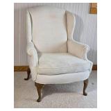 Traditional Wingback Accent Chair with Carved Wood Legs