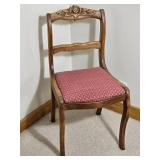 Vintage Carved Wood Side Chair with Upholstered Seat