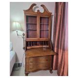 Traditional Secretary Desk with Hutch and Glass Door Display