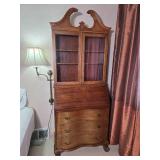 Traditional Secretary Desk with Hutch and Glass Door Display