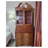 Traditional Secretary Desk with Hutch and Glass Door Display
