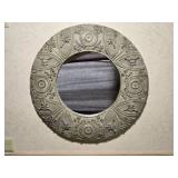 Decorative Round Wall Mirror with Embossed Relief Frame