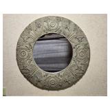 Decorative Round Wall Mirror with Embossed Relief Frame