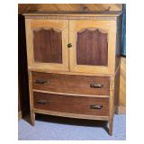 Two Tone Vintage Cabinet with Drawer and Double Door Storage