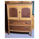 Two Tone Vintage Cabinet with Drawer and Double Door Storage
