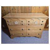 Solid Wood Dresser with Multiple Drawers and Leaf Carved Accents