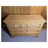 Solid Wood Dresser with Multiple Drawers and Leaf Carved Accents