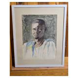 Framed Portrait Watercolor Painting Signed and Dated 1959