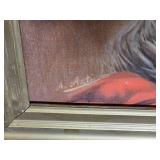 Framed Romantic Portrait Print of Woman in Ornate Gilt Frame