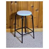 Modern Industrial Style Bar Stool with White Seat and Metal Frame