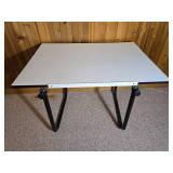 Adjustable Drafting Table with White Top and Metal Base