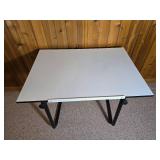 Adjustable Drafting Table with White Top and Metal Base