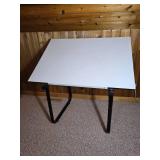 Adjustable Drafting Table with White Top and Metal Base