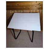 Adjustable Drafting Table with White Top and Metal Base