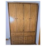 Large Oak Armoire Wardrobe Cabinet with Drawers