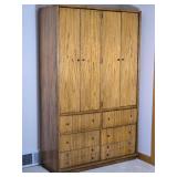 Large Oak Armoire Wardrobe Cabinet with Drawers