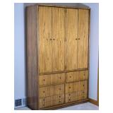 Large Oak Armoire Wardrobe Cabinet with Drawers