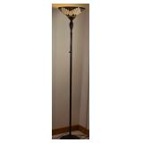 Tiffany Style Torchiere Floor Lamp with Art Glass Shade