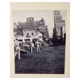Framed Vintage Black and White City Street Photograph