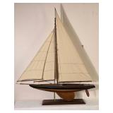 Large Decorative Model Sailboat with Fabric Sails