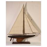 Large Decorative Model Sailboat with Fabric Sails