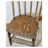 Antique Windsor Style Wooden Chair with Spindle Back