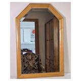 Mid Century Style Geometric Wood Framed Wall Mirror