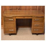 Vintage Wood Office Desk with Drawers