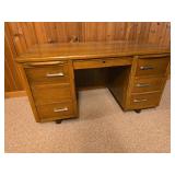 Vintage Wood Office Desk with Drawers