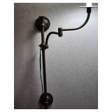 Pair of Adjustable Wall Mount Swing Arm Lamps with Fabric Shades