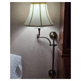 Pair of Adjustable Wall Mount Swing Arm Lamps with Fabric Shades