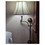 Pair of Adjustable Wall Mount Swing Arm Lamps with Fabric Shades