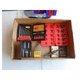 Flat of extractors & drill bits. As shown.
