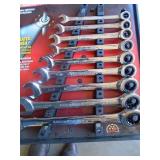 Gear wrench set SAE & metric. Missing ¼. As shown.