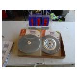 8 grinding wheel & wire brush. As shown.