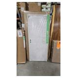 US Door and Fence 32 in. x 80 in. Empress White Steel Surface Mount Outswing Security Door with Perforated Steel Screen Inlay