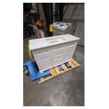 Home Decorators Collection Doveton 48 in. Single Sink Freestanding White Bath Vanity with White Engineered Marble Top (Assembled)